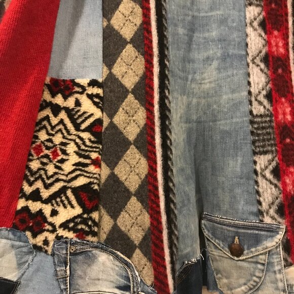 wool tunic/sweater women's size M patchwork midi boho art to wear chunky Retro - Picture 5 of 13